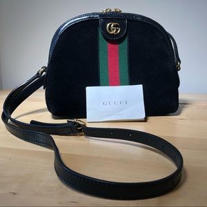 100% Gucci Ophidia Small Shoulder/Crossbody bag - Black Suede